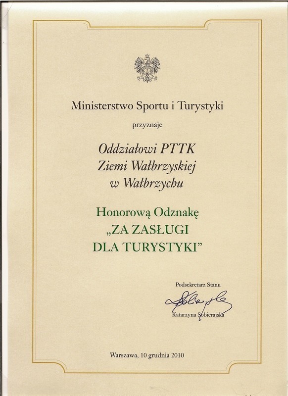 Wałbrzych: Honory dla PTTK