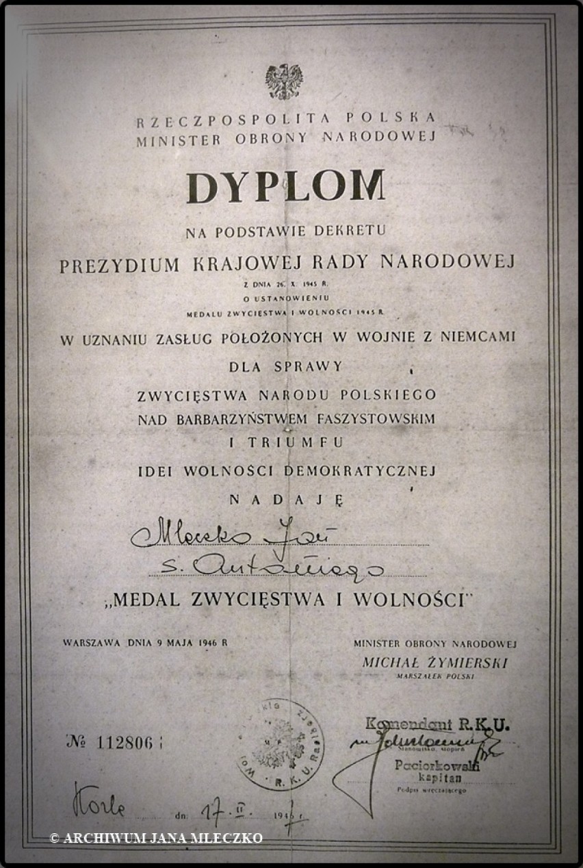 Dokument z archiwum Jana Mleczki