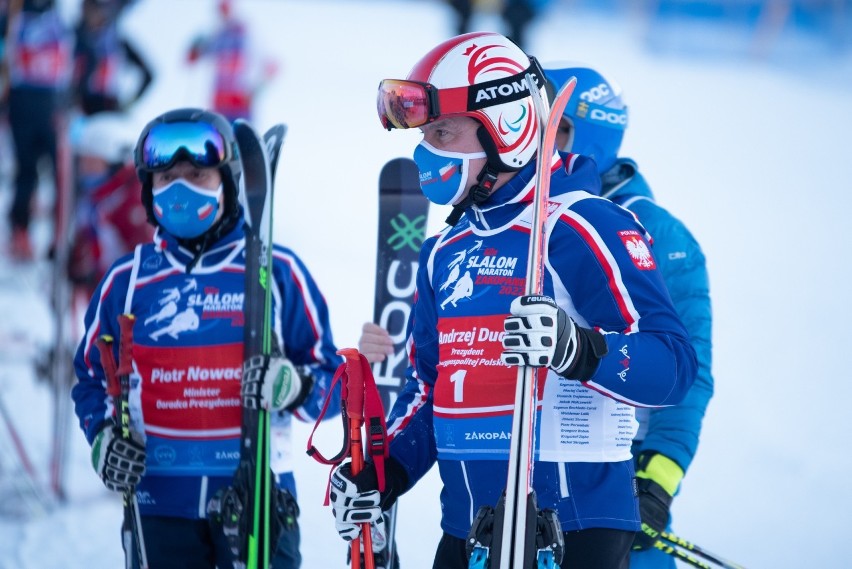 Zakopane. Prezydent przyjechał na narty pod Giewont. Wziął udział w charytatywnym maratonie narciarskim 