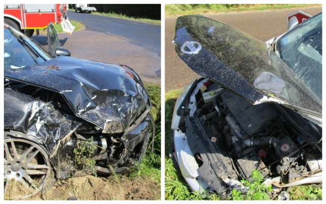 Zderzenie audi z nissanem w miejscowości Jastrzębie w gminie Lipno