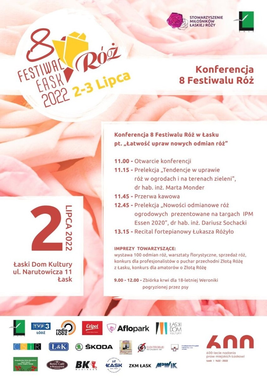 Festiwal Róż w Łasku. Święto kwiatów w weekend 2 i 3 lipca. Program