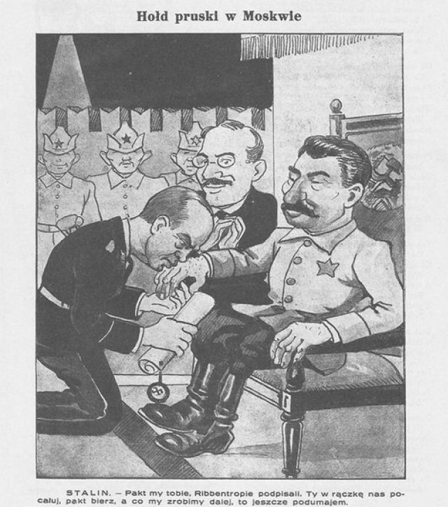 Karykatura na podpisanie paktu Ribbentrop-Mołotow
