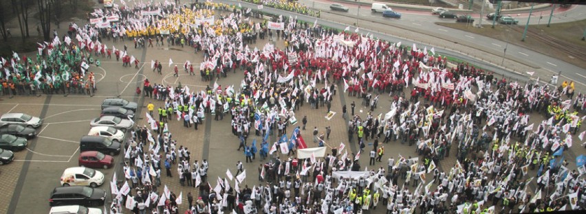 Manifestacja górników w Katowicach