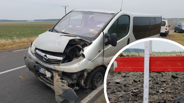 Opel vivaro uległ wypadkowi na drodze wojewódzkiej nr 409, na trasie Strzelce Opolskie - Gogolin. Kierowca twierdzi, że do wypadku przyczynił się zły stan pobocza.