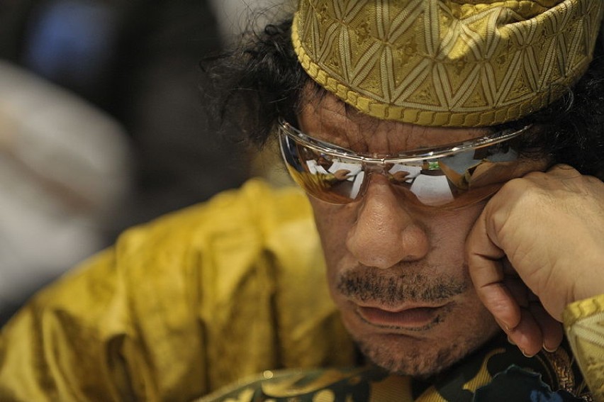 Libijski przywódca Muammar al-Kaddafi.