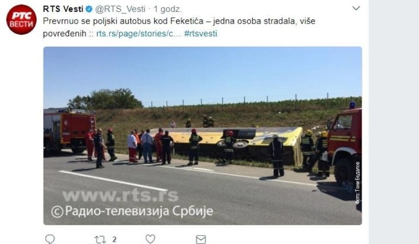 Wypadek poznańskiego autokaru w Serbii