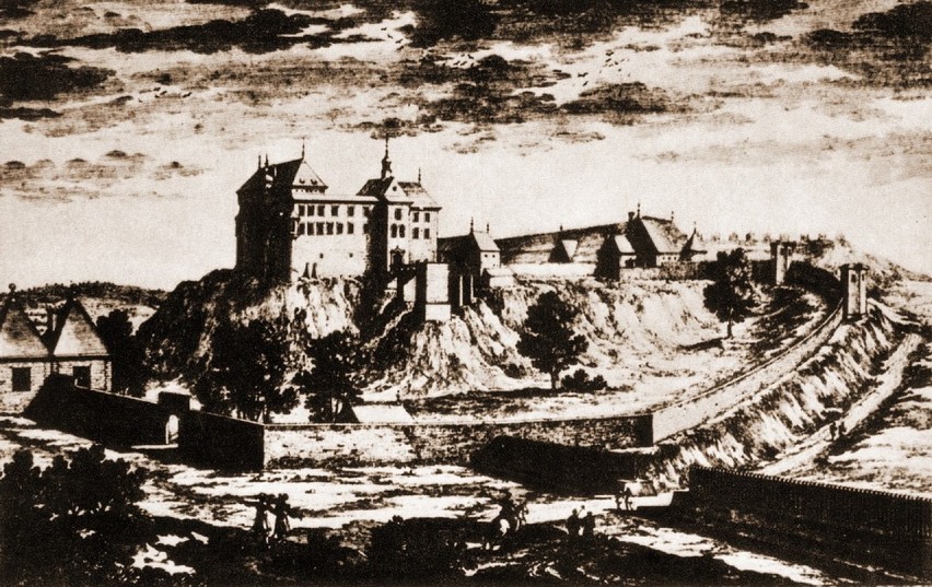 Lata 1640-1650, Widok zamku w Pińczowie przed najazdem...
