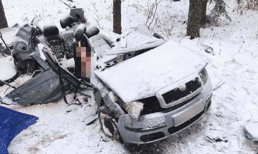 Czarny Piec. Śmiertelny wypadek na DK 58. 30.01.2023 r.