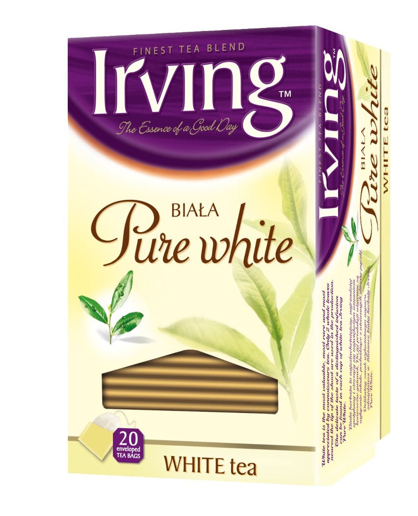 Biała herbata IRVING Pure White to wybór dla szczególnie wymagających konsumentów. Do jej produkcji używane są wyłącznie młode, pochodzące z wiosennych zbiorów pączki.