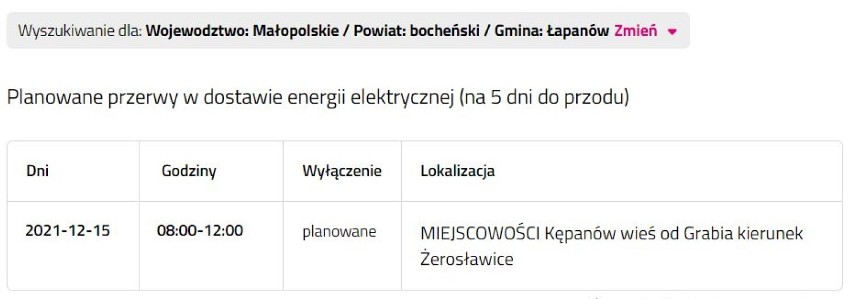Wyłączenia prądu w powiecie bocheńskim i brzeskim,...