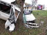 Wypadek w Izdebniku. Bus wjechał w drzewo, są ranni [ZDJĘCIA]