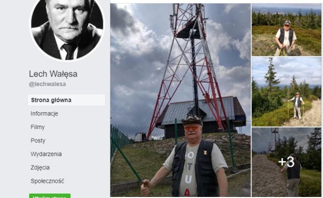 Lech Wałęsa pobyt w Świeradowie- Zdroju spędza aktywnie. Zdjęcia na szlaku również znalazły się na profilu Prezydenta.