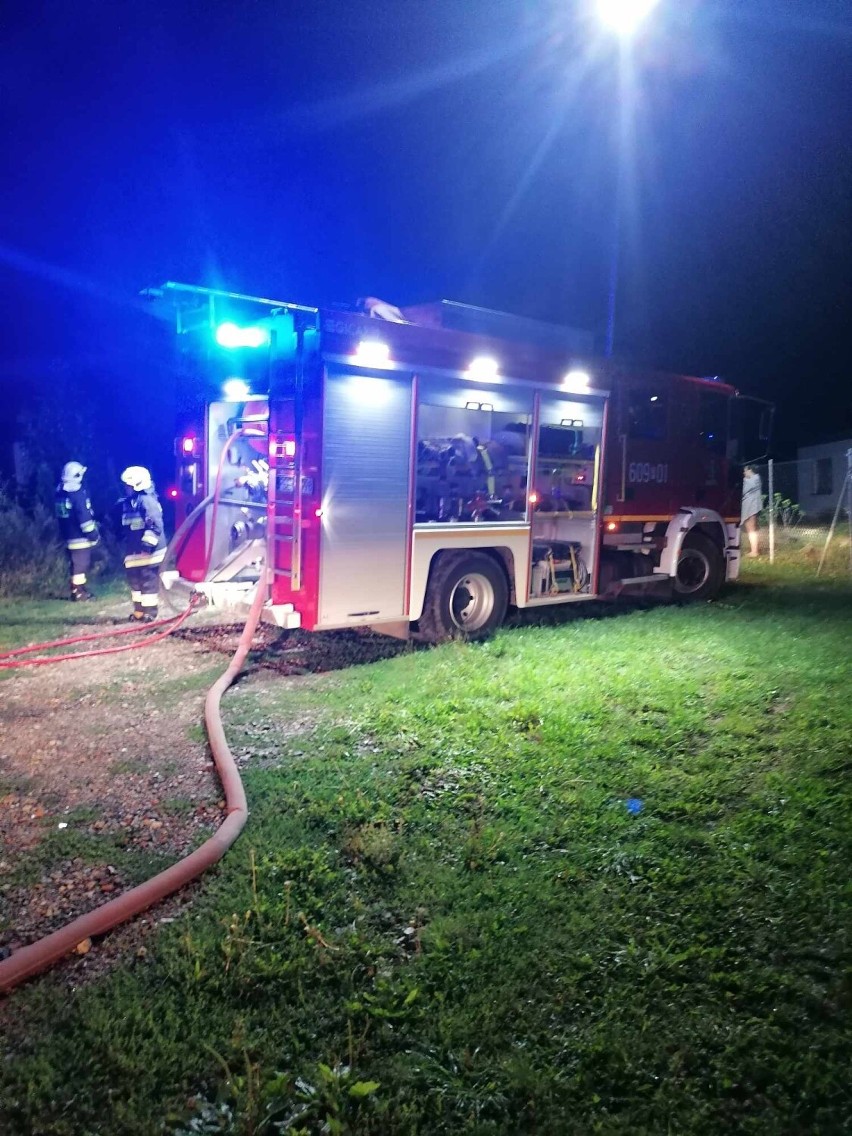 Nocny pożar samochodu w Ludwikowie. Z ogniem walczyły dwa zastępy straży pożarnej