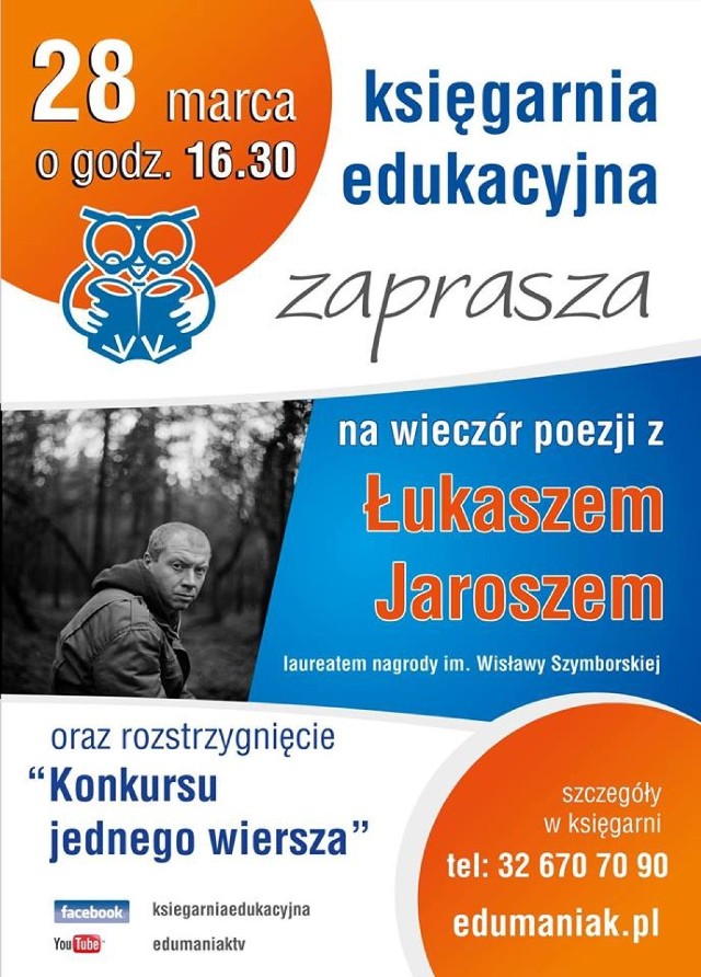 Łukasz Jarosz w Księgarni Edukacyjnej w Zawierciu.