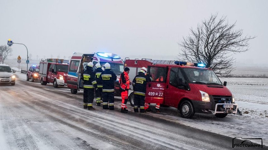Strażacy w akcji na trasie Krotoszyn - Koźmin Wlkp.