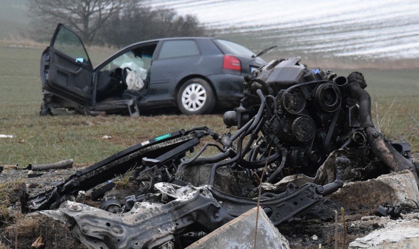 Siła uderzenia była tak duża, że z auta wypadł cały silnik i...