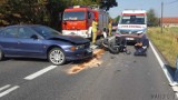 Wypadek w Jasieniu na drodze krajowej 45. Motocyklista zderzył się z samochodem osobowym. Na miejscu lądował śmigłowiec LPR