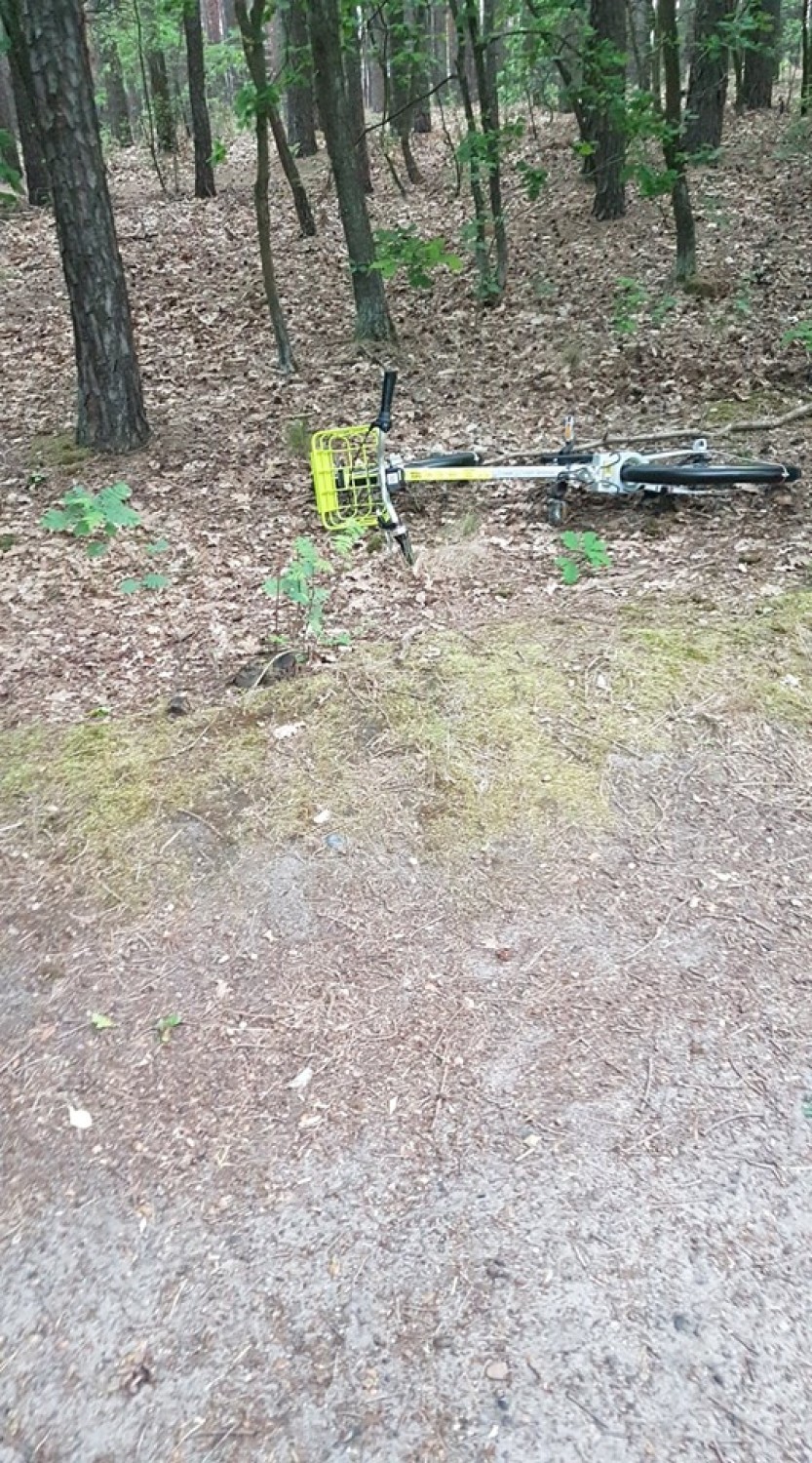 Rowery miejskie w Chodzieży: Użytkowniczce "Chromka" pozostawionego w lesie grozi ponad 500 zł kary (FOTO)