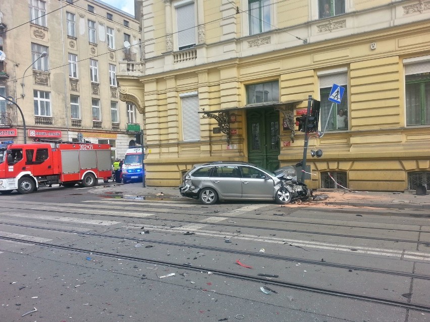 Wypadek na Gdańskiej i Więckowskiego w Łodzi