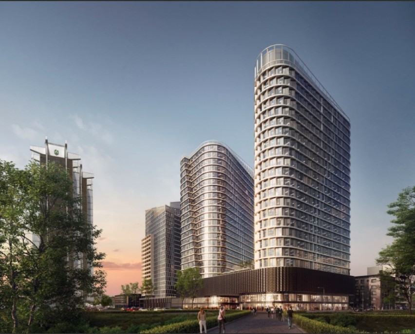 Inwestycja Global Office Park w Katowicach. Dwie wieże mają już 104 metry. Cavatina skończy biurowce w 2022. Jest nowy najemca, Hyland