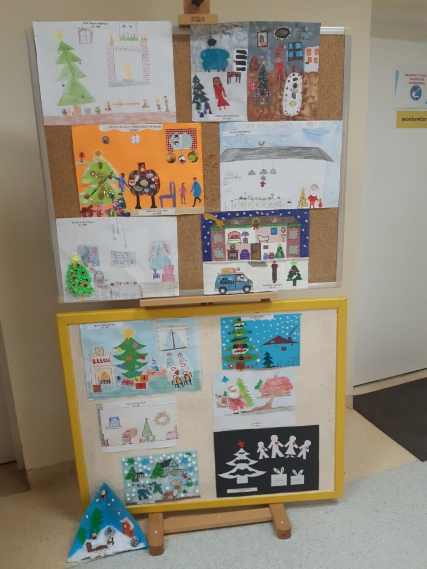 Uczniowie ze szkoły w Wielkim Klinczu namalowali jak spędzają święta Bożego Narodzenia. Zobaczcie ich prace