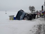 Utrudnienia na drodze Lublin-Chełm. Cysterna leży w rowie