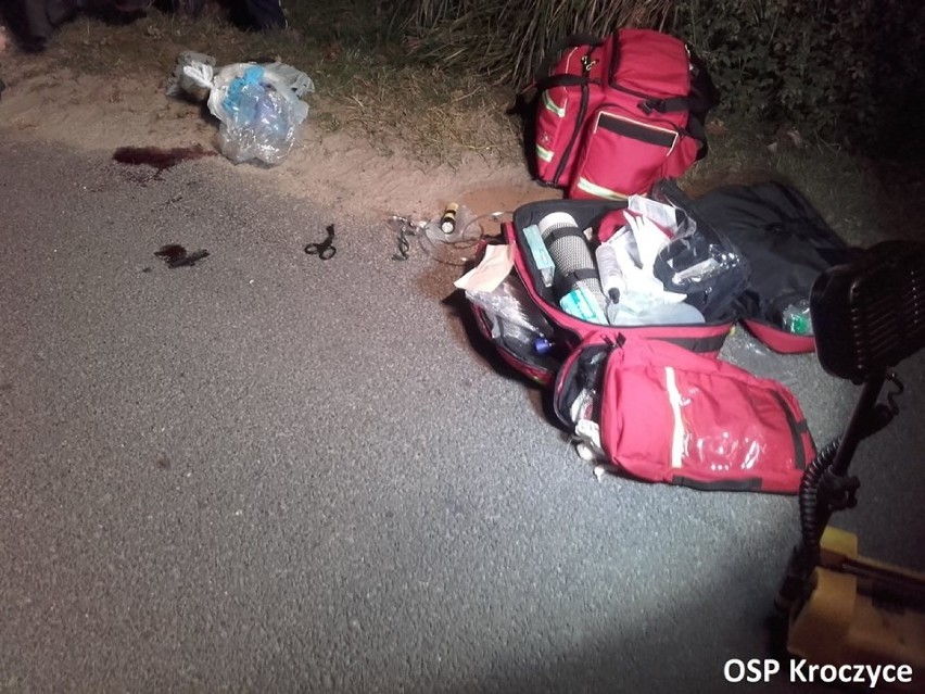 Potrącenie pieszego w Dzibicach. 46-latek trafił do szpitala ZDJĘCIA