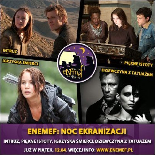 plakat Nocy Ekranizacji z kadrami z filmów