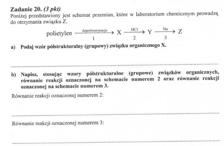 CHEMIA - ARKUSZ - POZIOM ROZSZERZONY