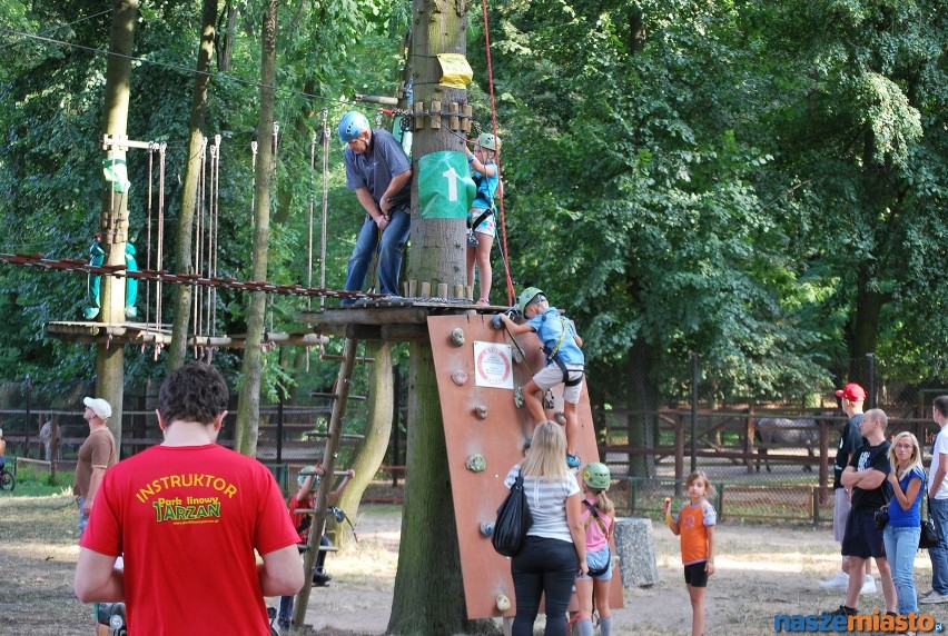Podczas zawodów w Parku Linowym „Tarzan” w Lesznie...