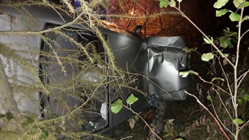Na ul. Jagodowej samochód wypadł z drogi i uderzył w drzewo  