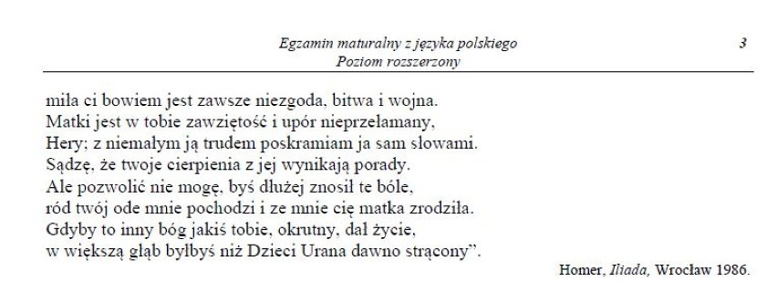 Język polski - poziom rozszerzony - arkusz
