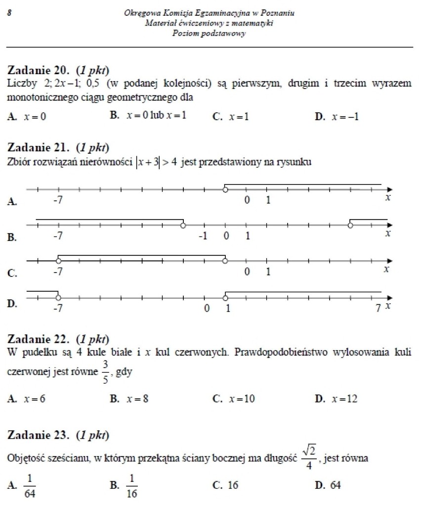 Próbna matura z matematyki 2013 - arkusz zadań zamkniętych