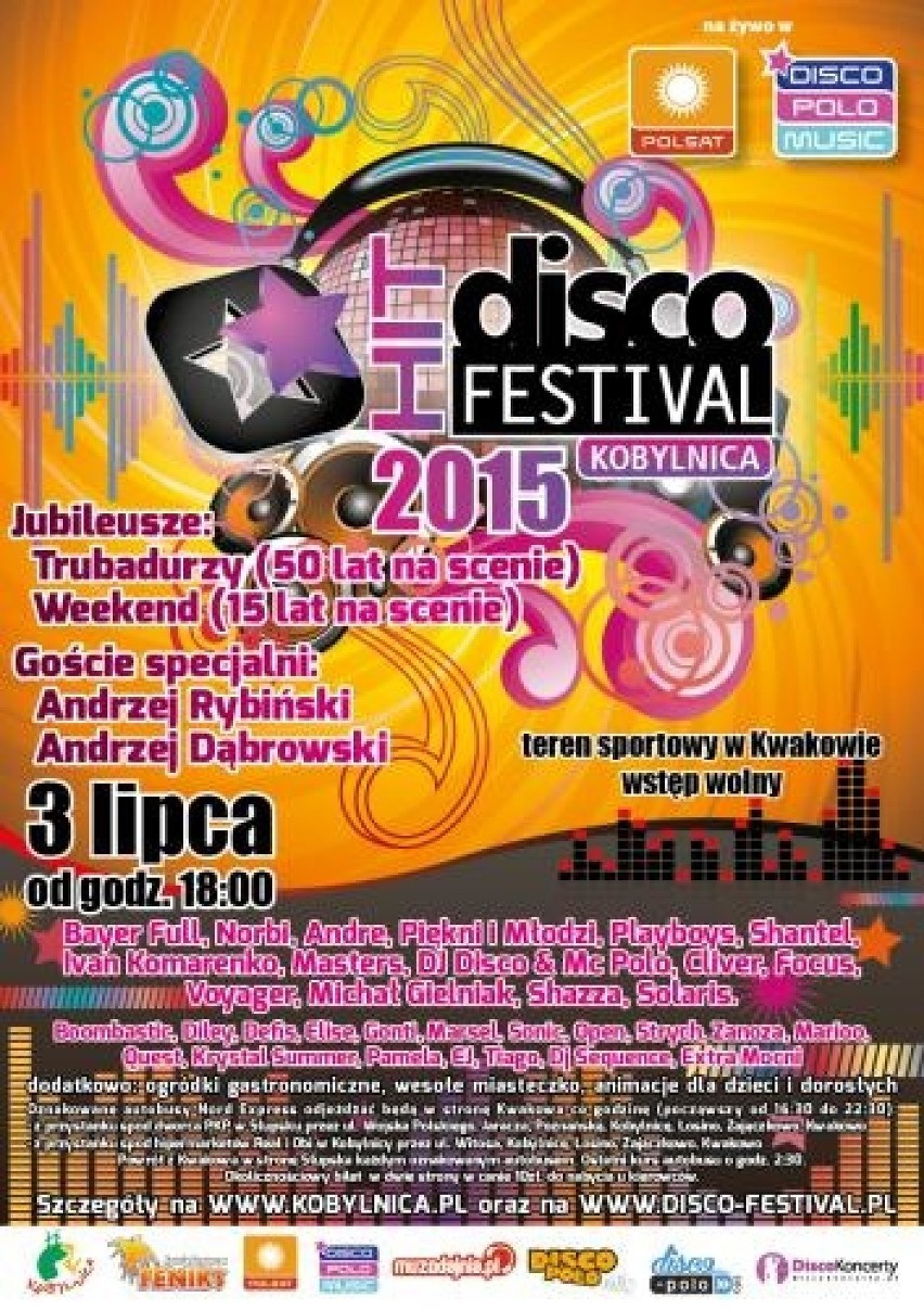 Disco Hit Festival 2015 Kobylnica 2015. Gwiazdy muzyki disco polo na scenie w Kwakowie [PROGRAM] 