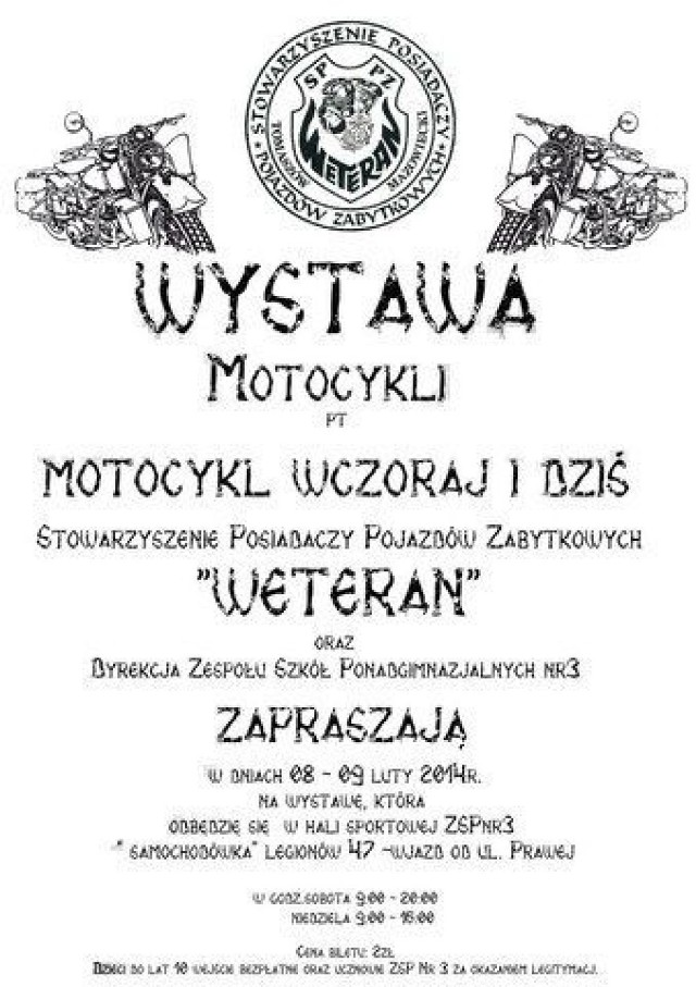 Plakat wystawy motocykli &quot;Motocykl wczoraj i dziś&quot;.
Fot. Mariusz Reczulski