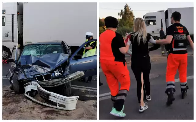 Wypadek z udziałem osobowego BMW i ciężarówki pod Włocławkiem. W osobówce jechały cztery młode osoby w wieku 16 - 19 lat. 
Pasażera doznała najpoważniejszych obrażeń.