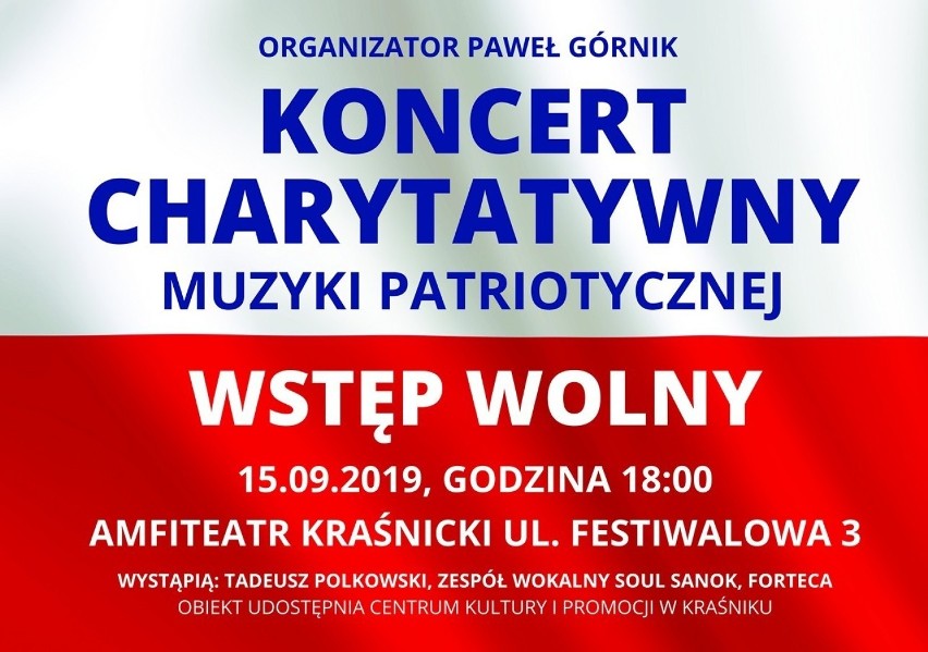 Przed nami charytatywny koncert muzyki patriotycznej w Kraśniku. Wystąpią zespoły Forteca, Soul Sanok oraz Tadek