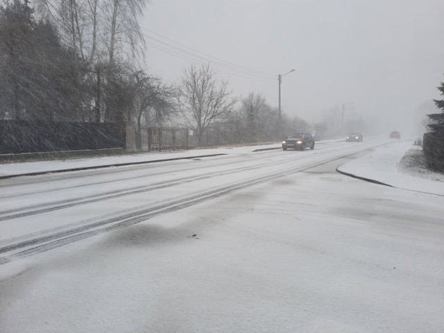 Śnieżyca w Radomiu. W ciągu kilku minut na drogach zrobiło się biało.