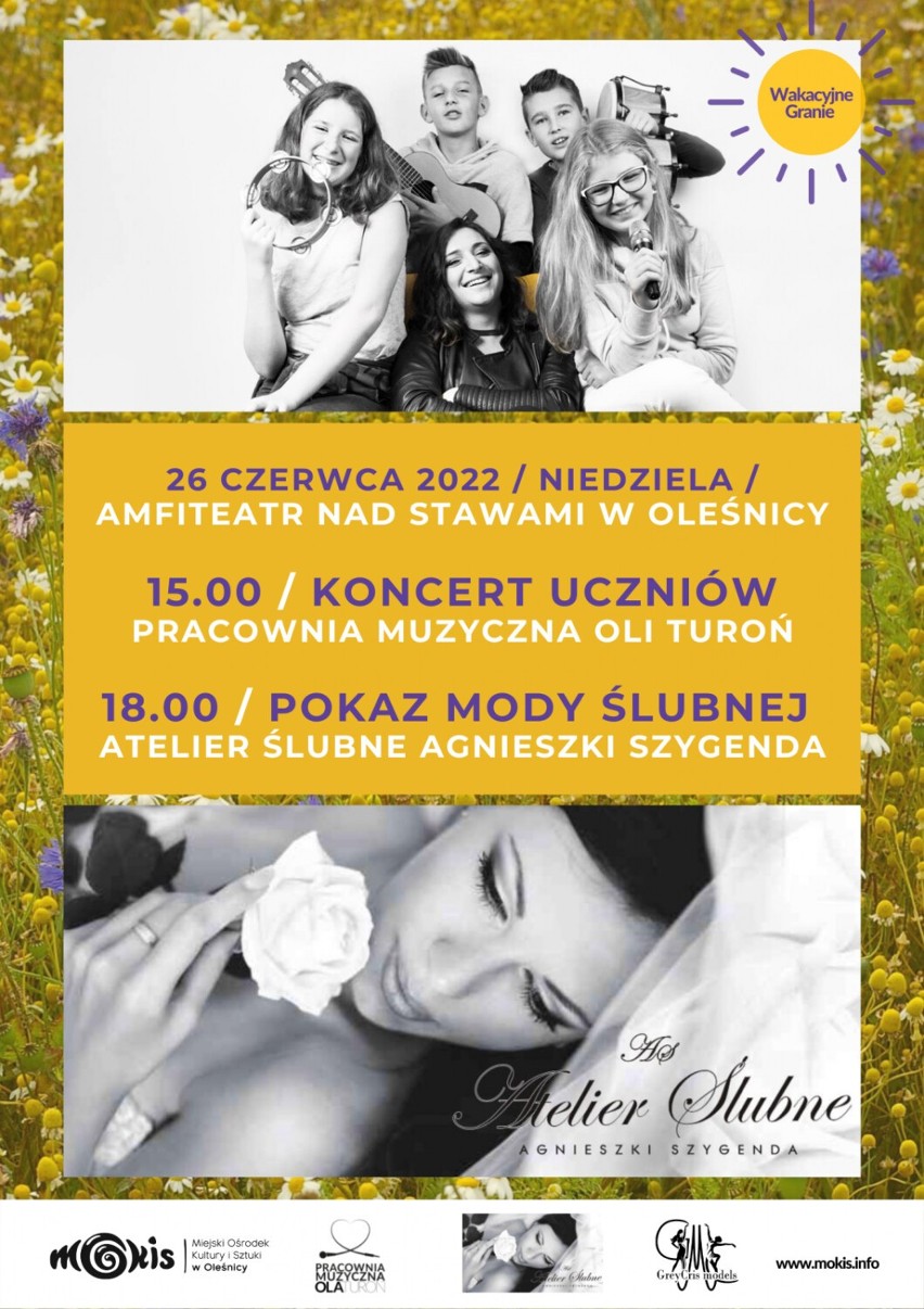 Pokaz mody ślubnej Agnieszki Szygendy i koncert uczniów Oli Turoń w amfiteatrze w Parku nad Stawami 