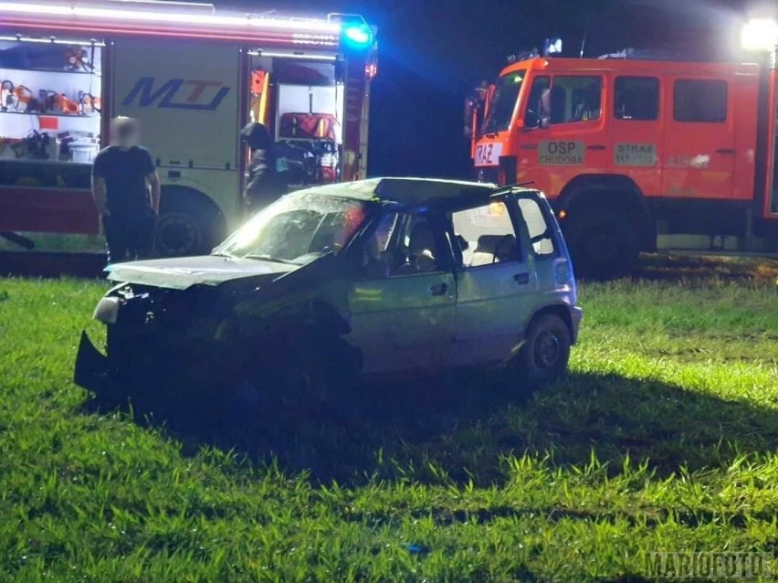 Wypadek na polnej drodze w Laskowicach.