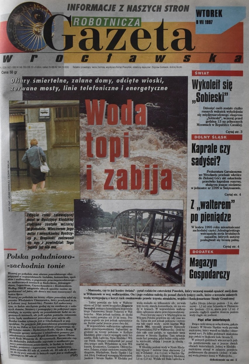 Powódź tysiąclecia na Dolnym Śląsku - tak o niej pisaliśmy [OKŁADKI, TEKSTY, ZDJĘCIA]
