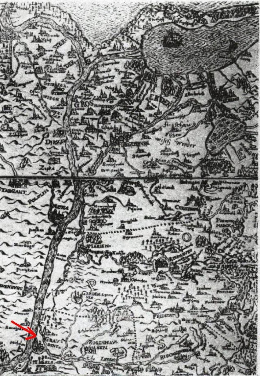 Rys. 2. Fragment mapy K. Henenbergera, przedstawiający Prusy...