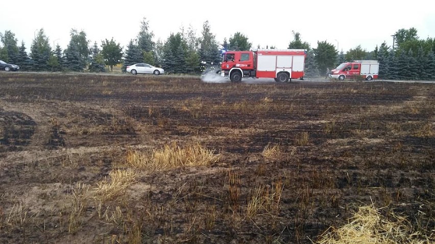 Płonęło ściernisko i maszyna rolnicza w Rąbczynie