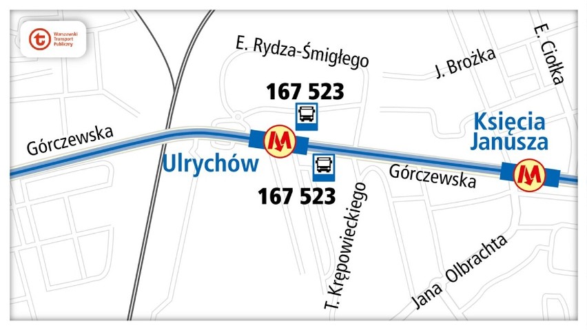 Do stacji Metro Ulrychów będzie można dojechać autobusami...
