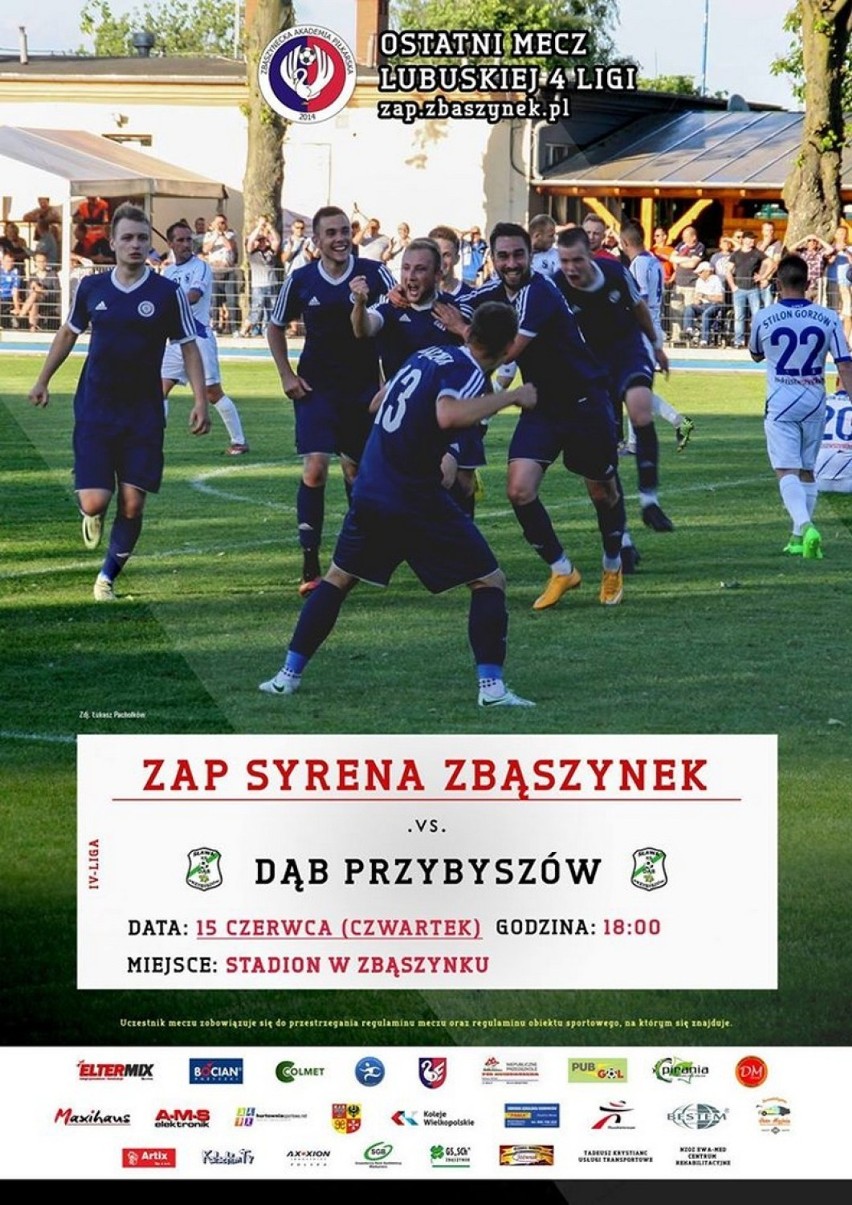 IV liga Grupa Lubuska w piłce nożnej  ZAP Syrena Zbąszynek - Dąb Przybyszów 2:4 (0:2)