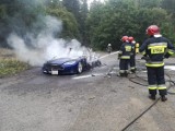 Samochód elektryczny spłonął pod Dzikowcem w Boguszowie-Gorcach