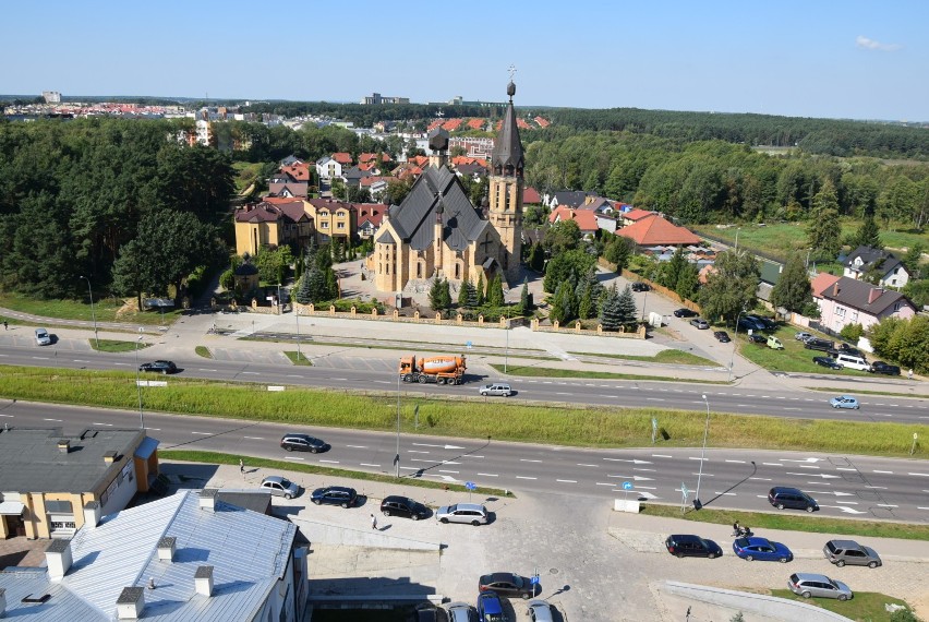 Widok z dachu bloku na osiedlu Słoneczny Stok.