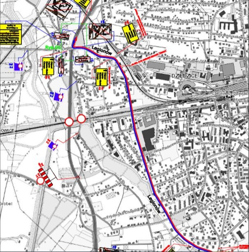 Plan objazdów. Przesuwaj gestem lub za pomocą strzałki, by...