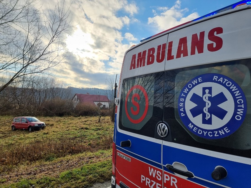 Wypadek w Wapowcach koło Przemyśla. 74-letni kierowca fiata wypadł z drogi [ZDJĘCIA]