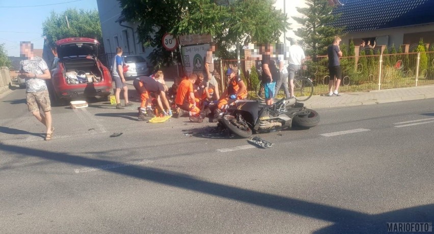 Wypadek w Górkach. Ranny motocyklista. Na miejscu lądował śmigłowiec LPR